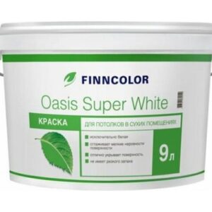 Краска Oasis Super White, д/потолков, Tikkurila , супербелая , 9 л , Колеровка, глубокоматовая
